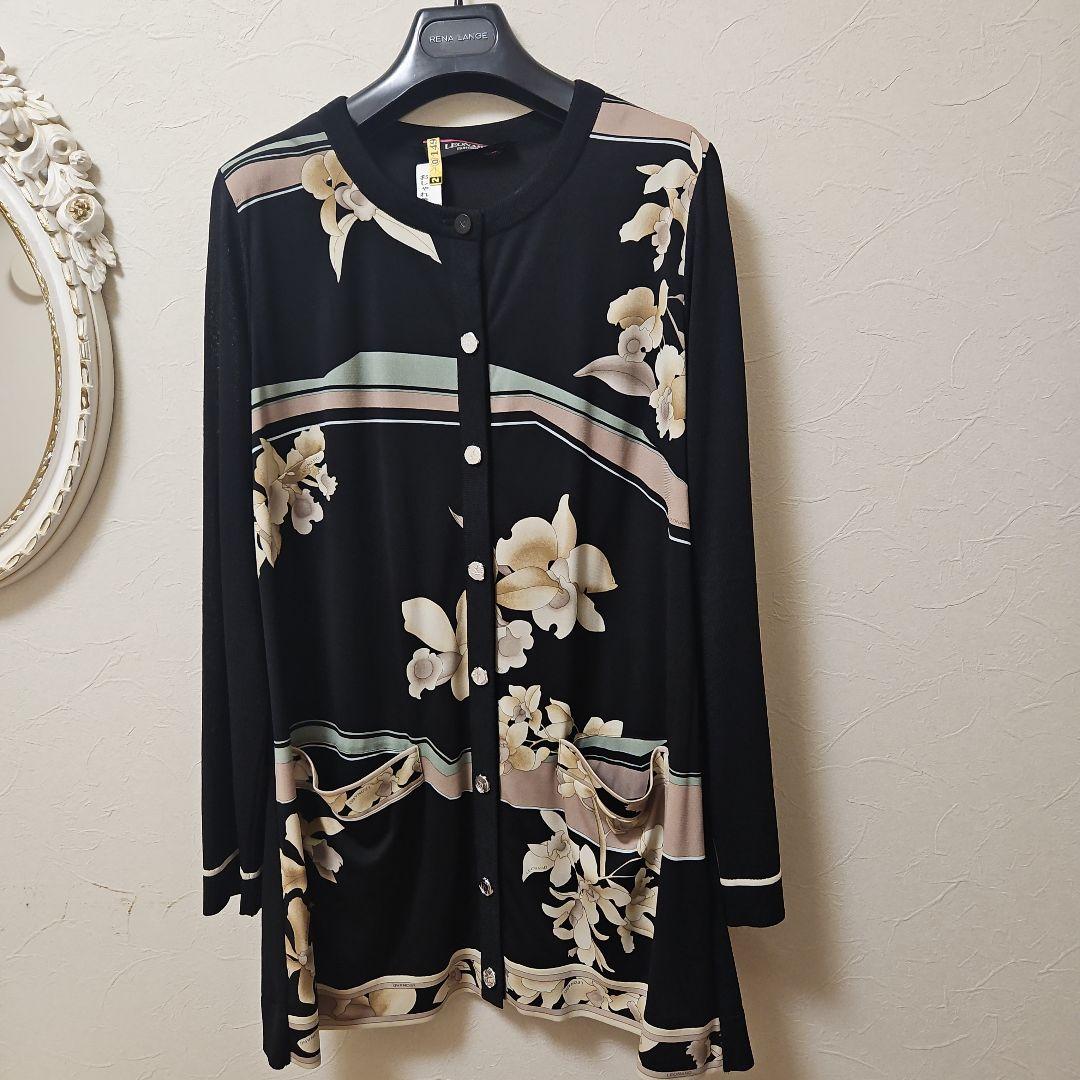 レオナール　花柄長袖カーディガン