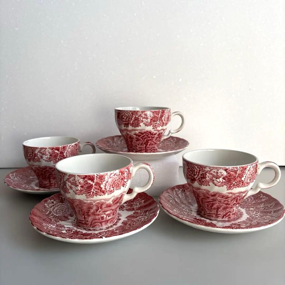 Wood&Sons/ティーカップ&ソーサー4客/エノクウッズ レッド
