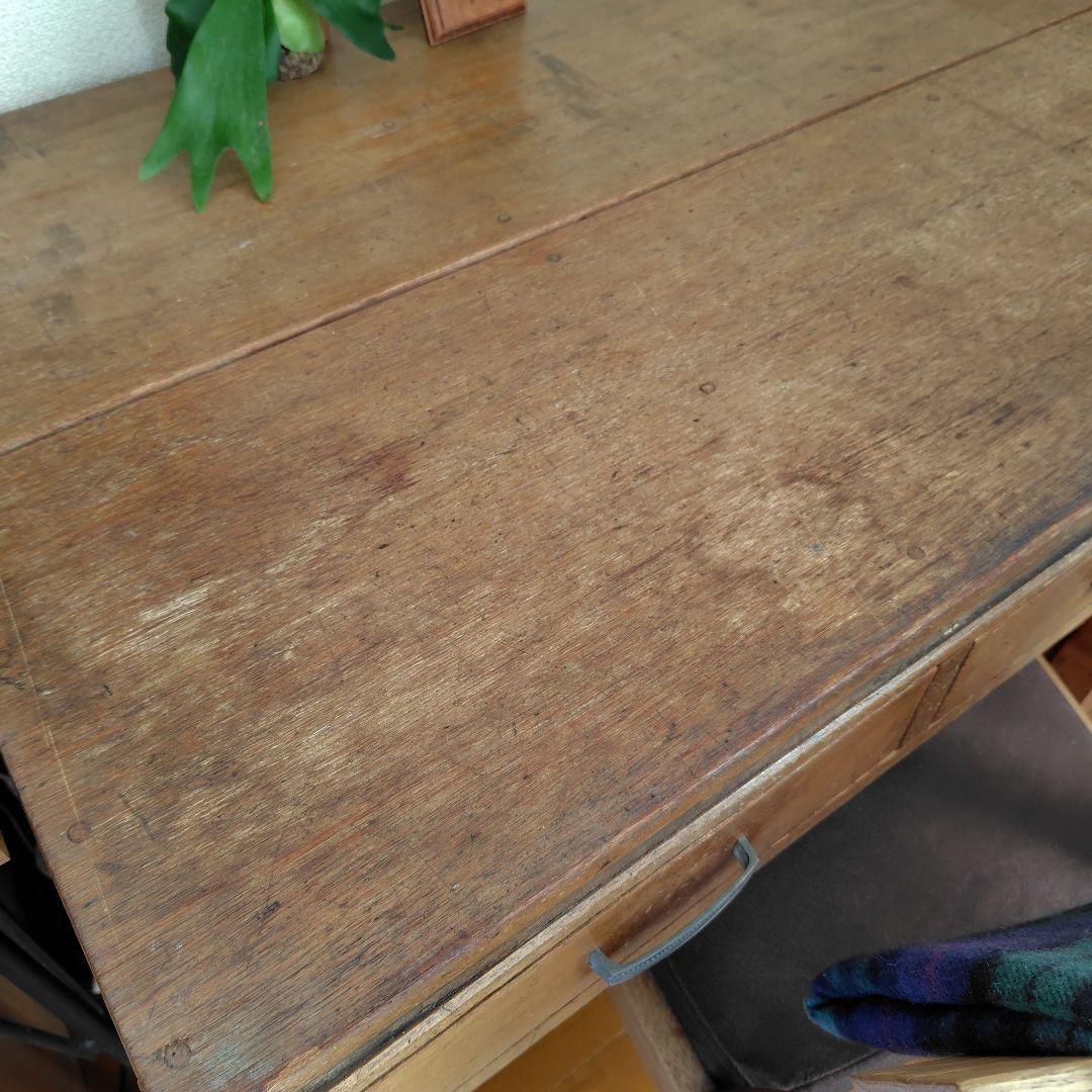 アンティークヴィンテージ昭和レトロ無垢材片袖机