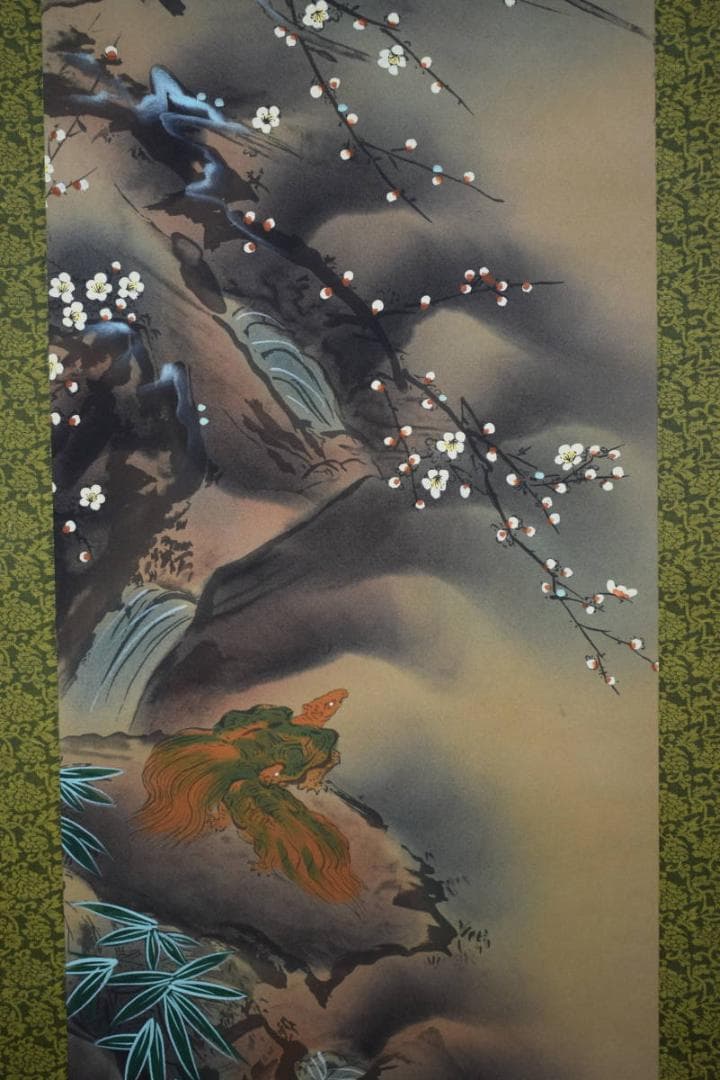 複製/芳崖/寿老人鶴亀図/三福対/工芸/桐共箱付/布袋屋掛軸HE-842