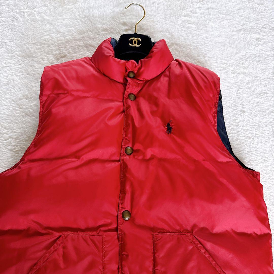【ポロラルフローレン】ダウンベスト リバーシブル Mサイズ ネイビー レッド