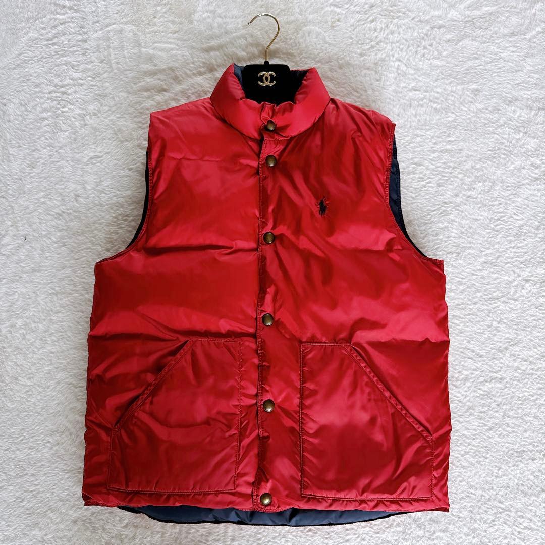 【ポロラルフローレン】ダウンベスト リバーシブル Mサイズ ネイビー レッド