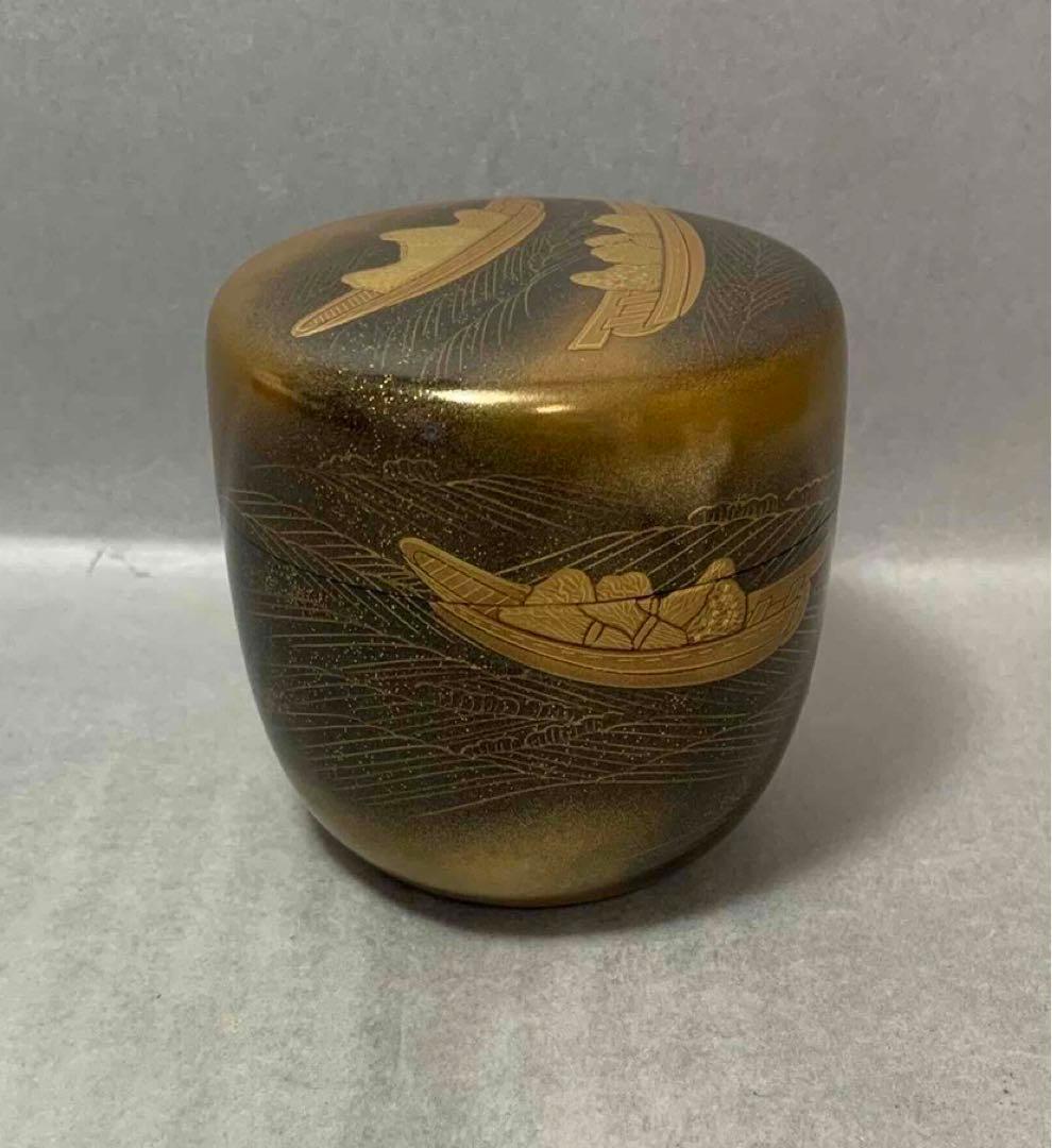 茶道具　芝舟蒔絵棗