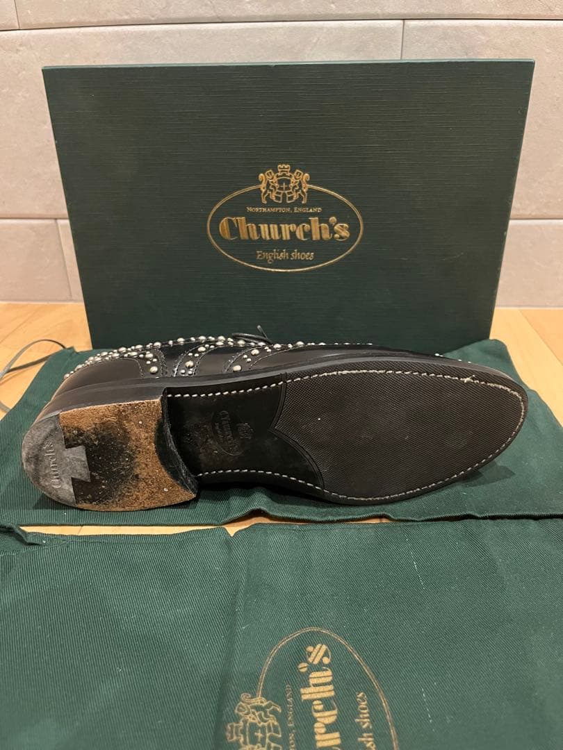 美品 Church's バーウッド スタッズ ブラック 35.5 約22.5㎝