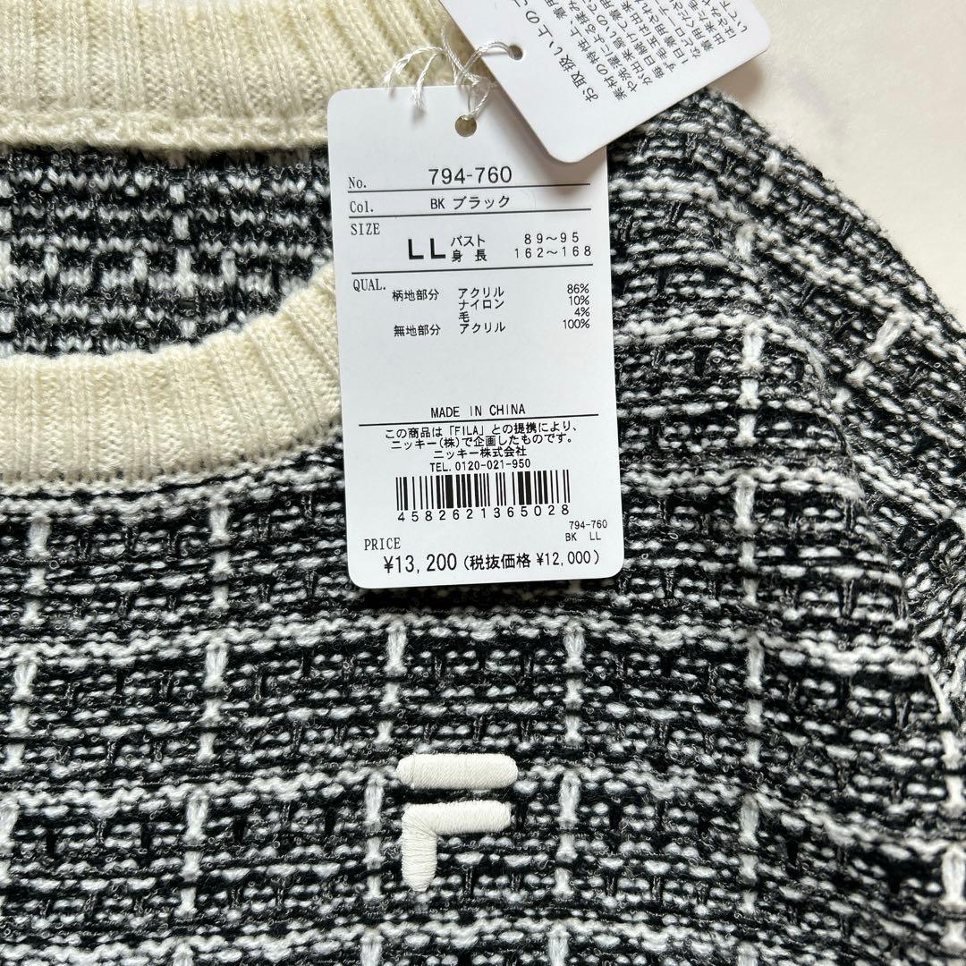新品LLフィラFILA セーター スカート ゴルフセットアップ 2way 黒白