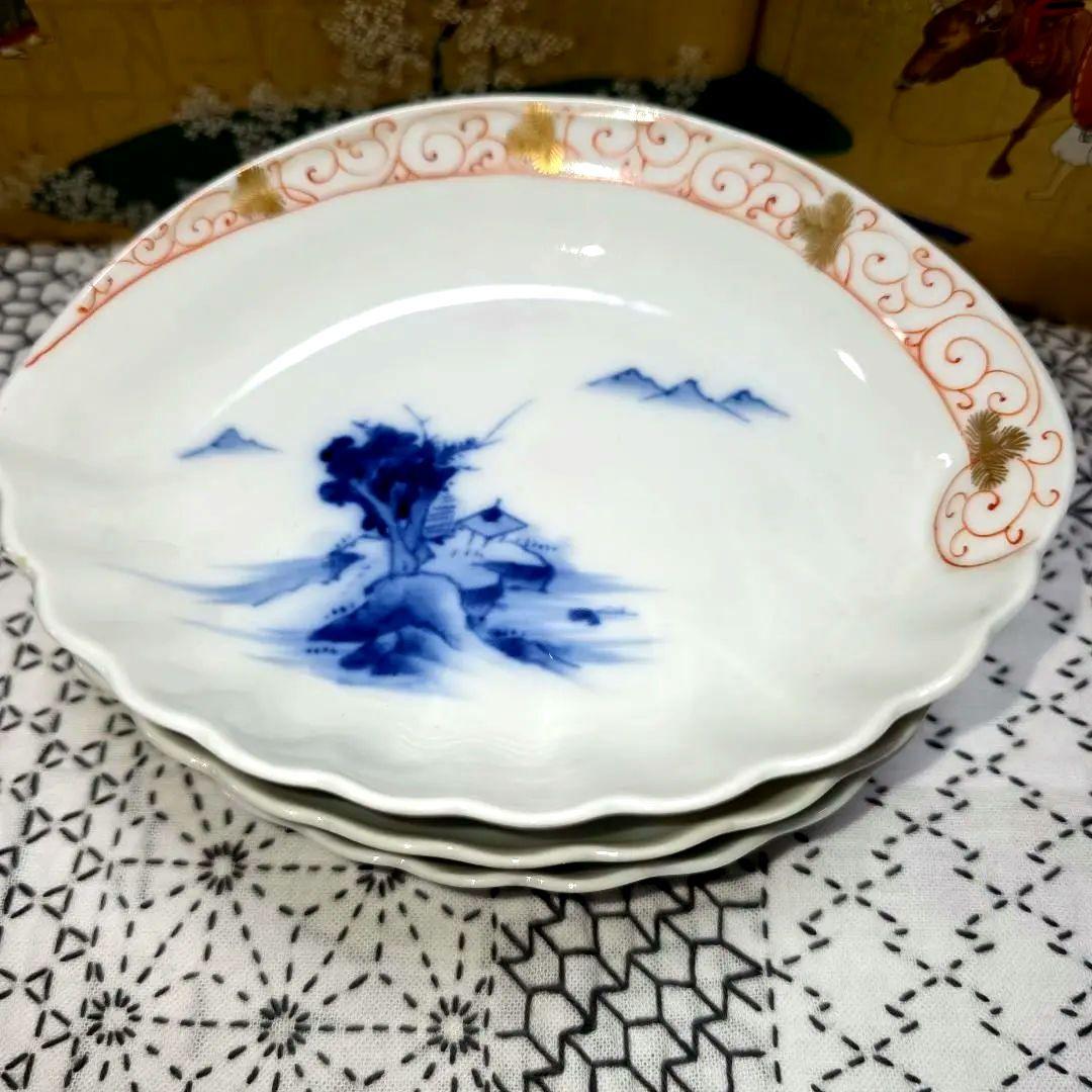 源六焼　富永源六　鮑型/アワビ　銘々皿　3枚　三つト印