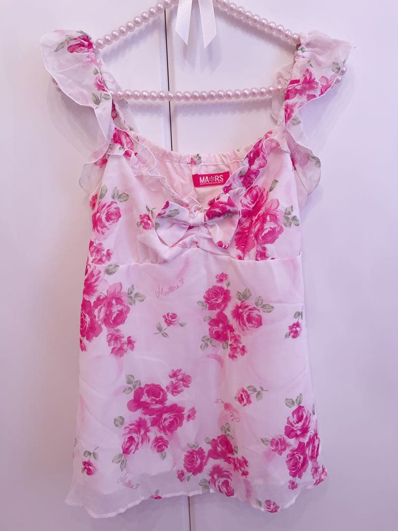 希少 マーズ MARS ピーチ薔薇柄キャミソール 平成ギャル Y2K