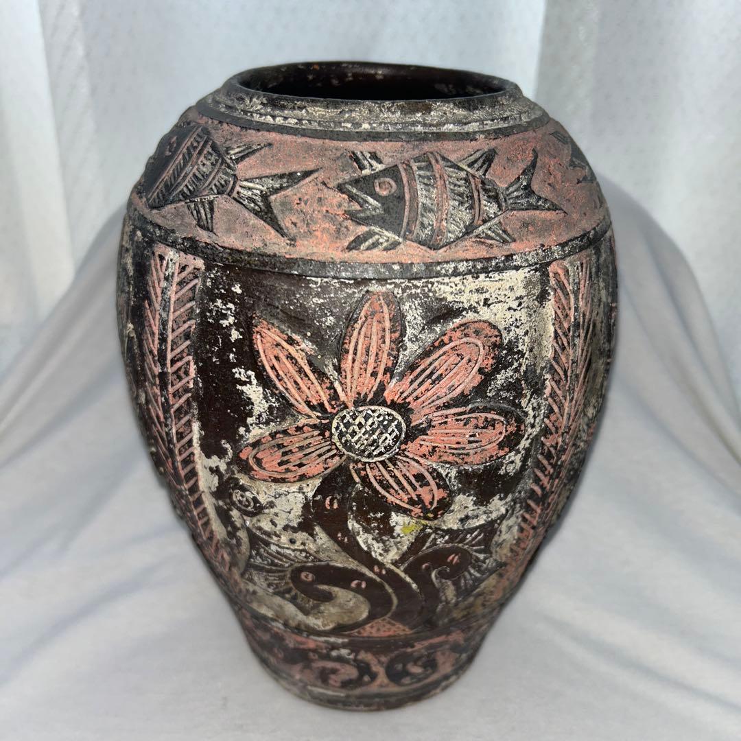 琉球古典焼　花瓶　壺　沖縄　アンティーク