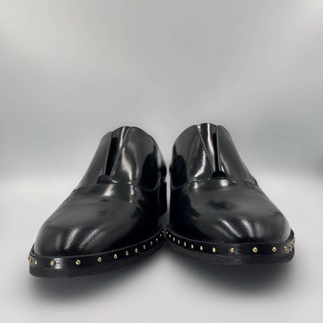✨新品✨　ペルティニ　ブラック　レザー　スタッズ　マニッシュシューズ　ローファー