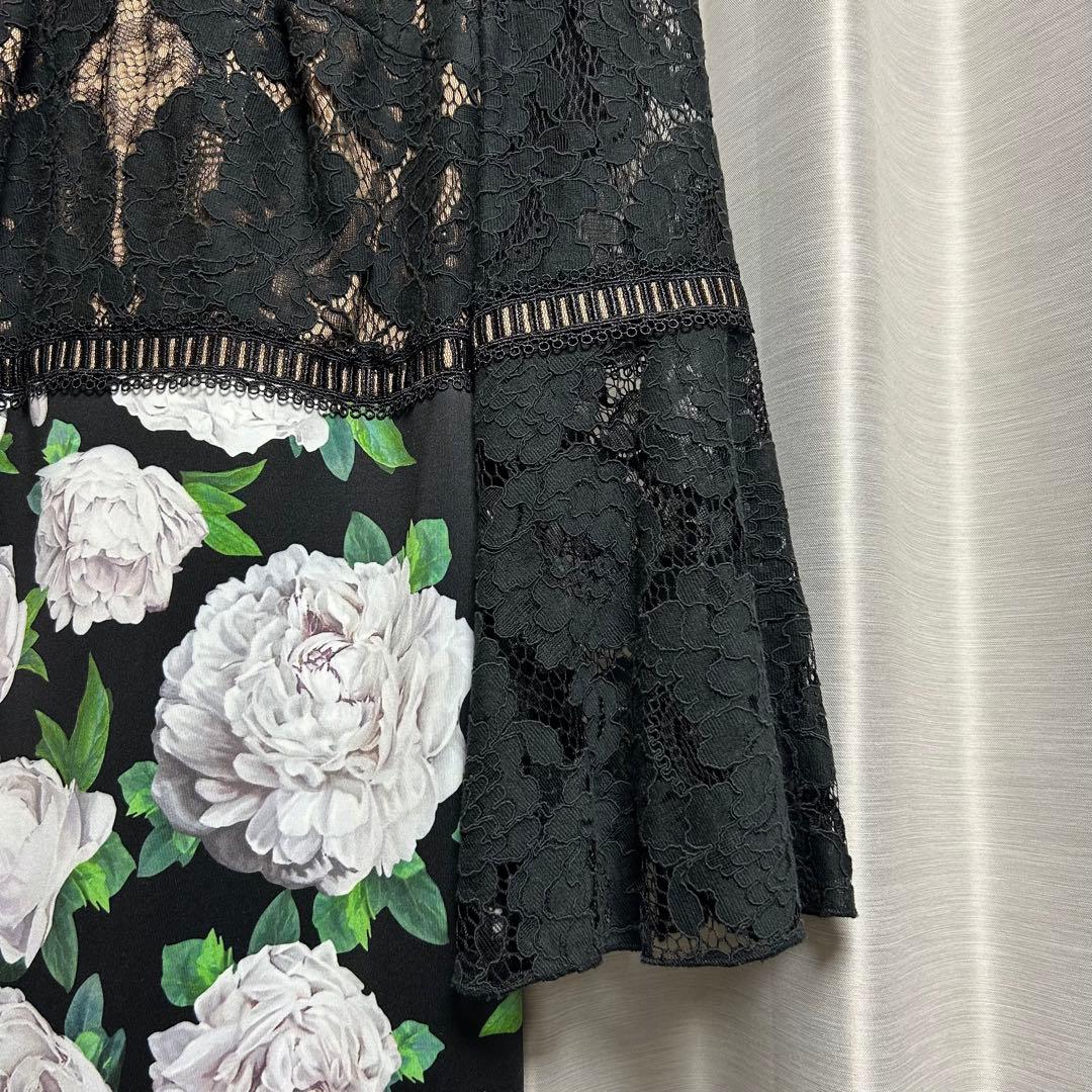 Tadashi shoji ワンピース　レース　花柄　ブラック