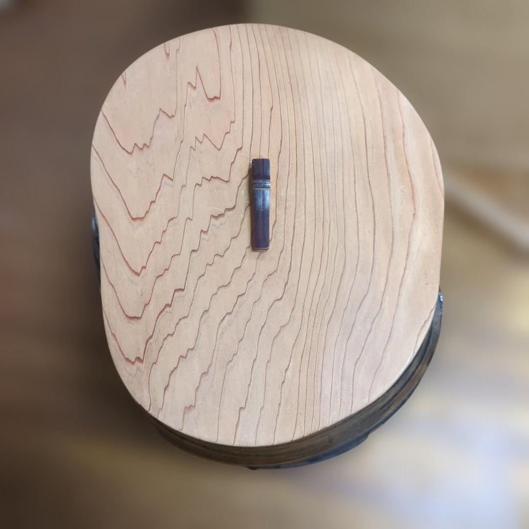 水指　木製蓋付き 瀬戸　水野双鶴　茶道具　茶道　陶器　木箱大振り