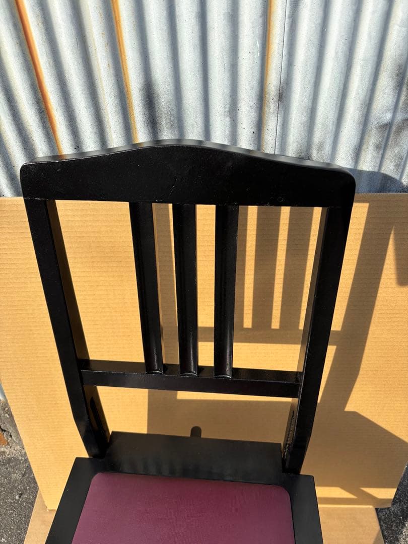 美品　背もたれ付ピアノ椅子　足部フェルト付き　ワインレッド座面②