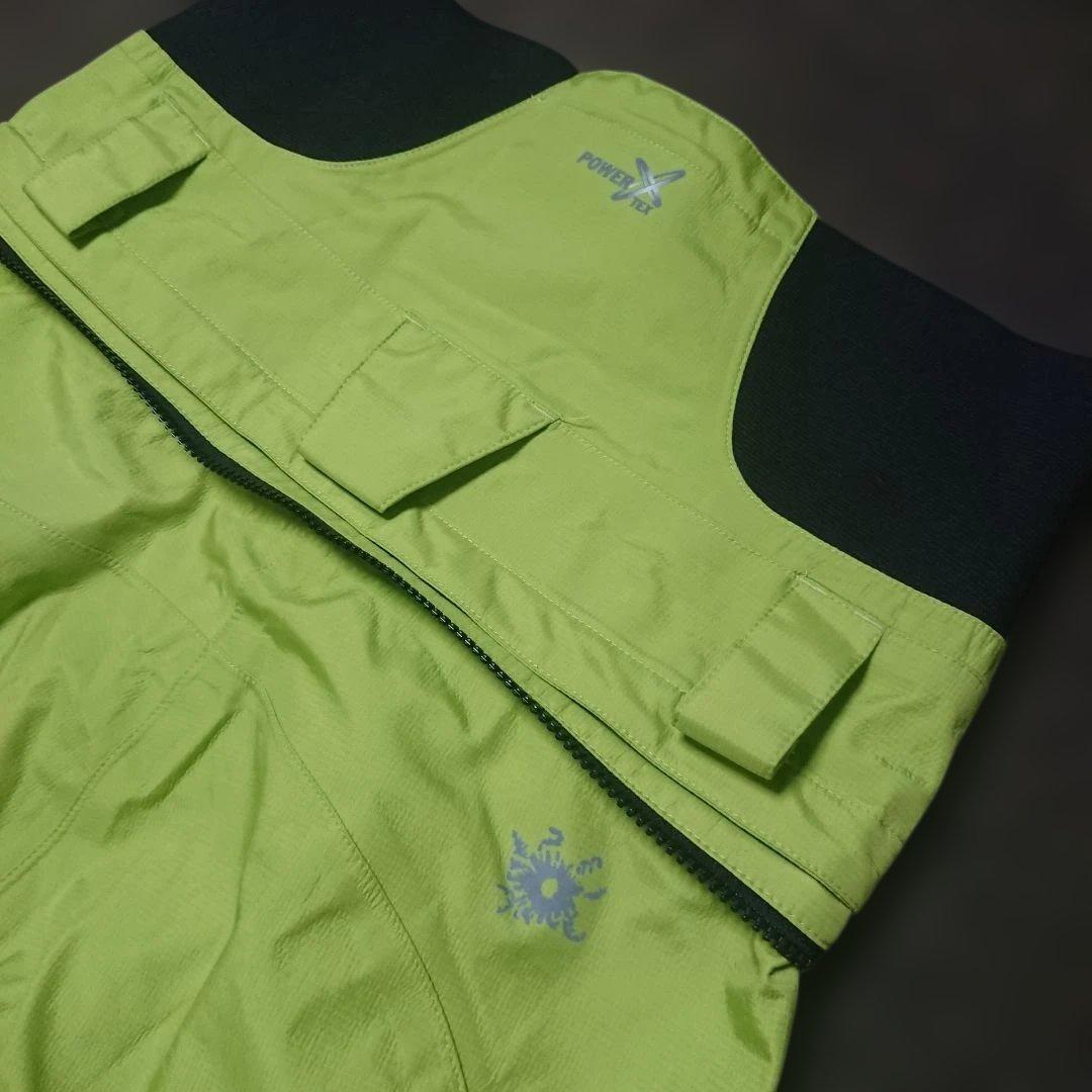 送料無料【SALEWA】日本未発売 ハイウエスト黄緑スノーパンツ M ビブ