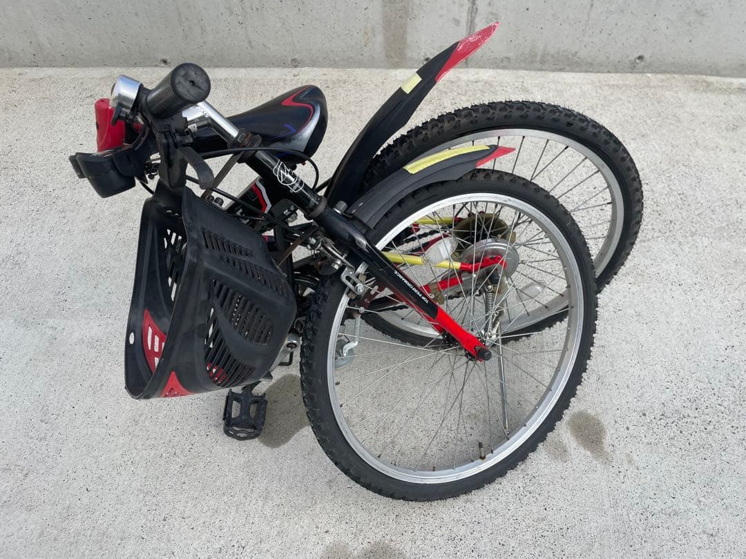 24インチ6段変速 子供用折りたたみ自転車　MTB 折りたたみ自転車 黒/赤