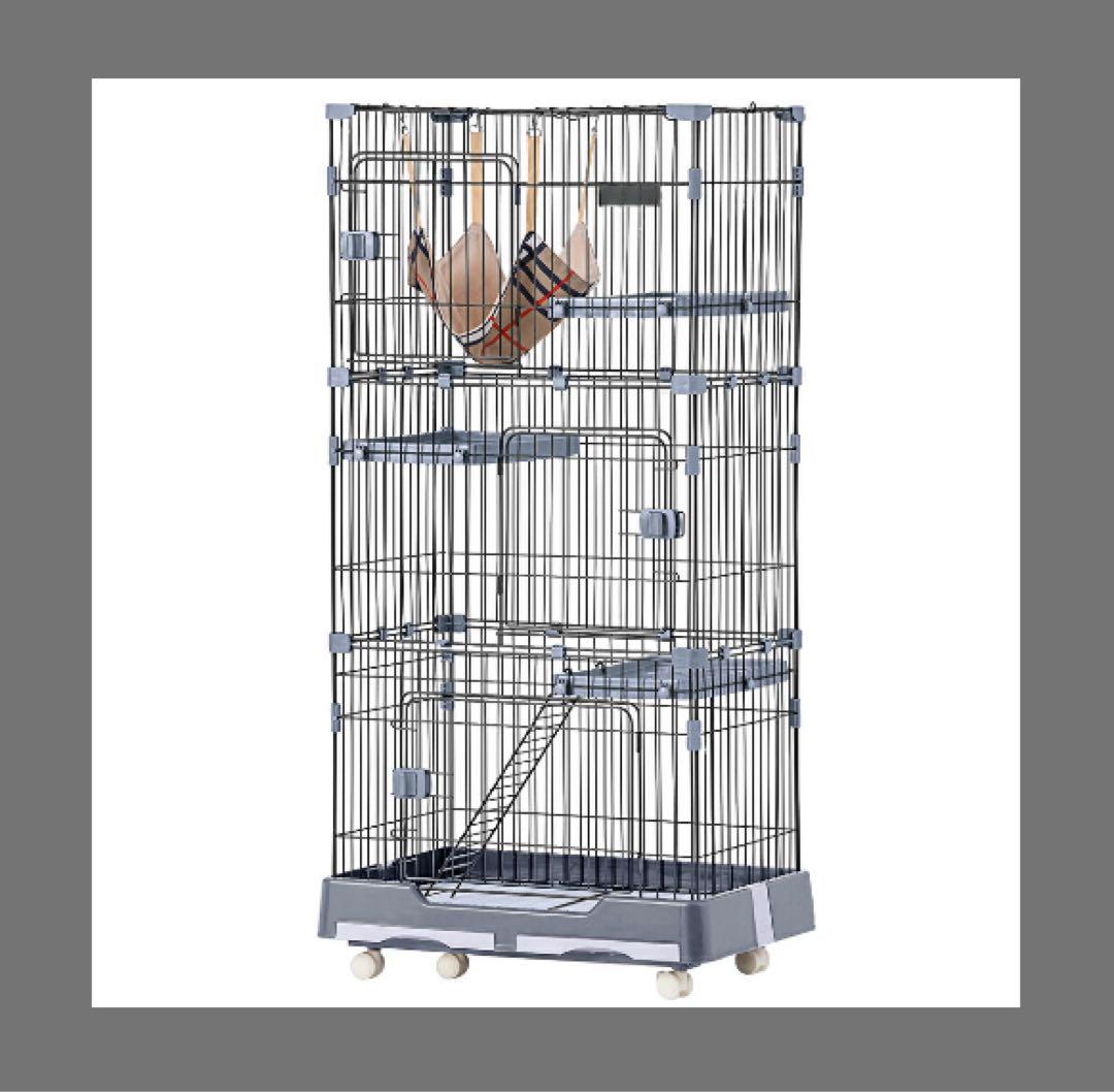 新品　キャットケージ　キャットゲージ　猫用品　ペットケージ　ペット用品　グレー