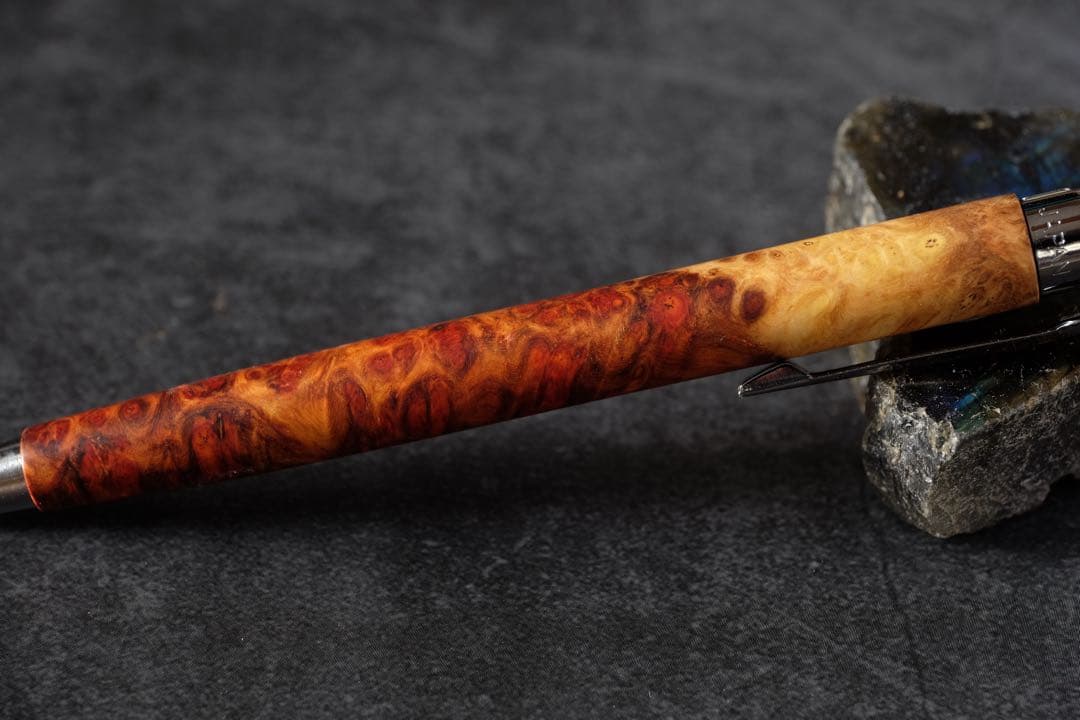 PG5木軸カスタム0174　高村杢工房 製図用シャープペンシル　花梨瘤　紅白