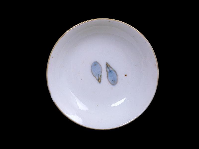 古伊万里　染錦　茄子の図　蓋茶碗　AS-DCa