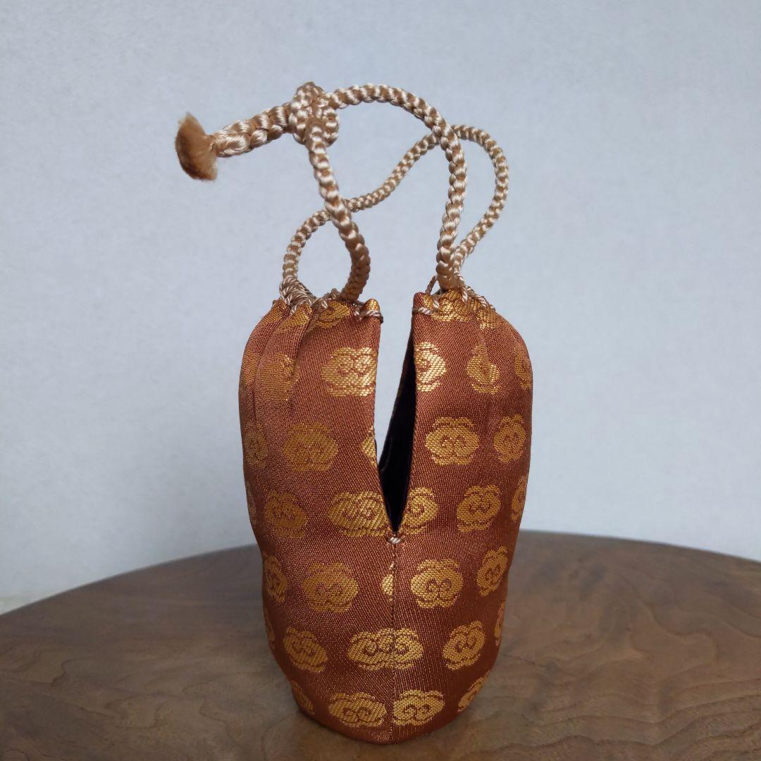 茶入　肩衝茶入　高取焼　高取喜恵　作　仕履付　有栖川紋　大火登金襴　【匿名配送】