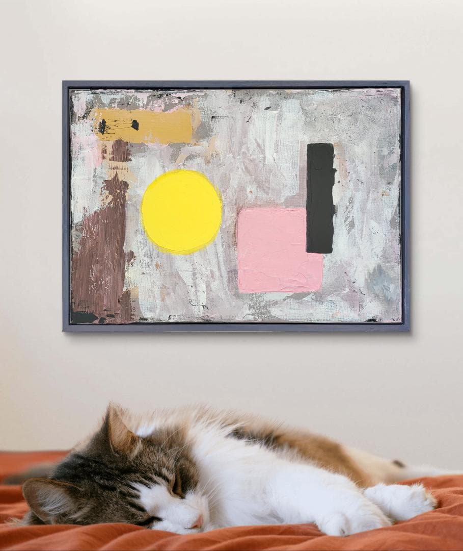 理想的な配置/ 抽象画 キャンバス 額セット 44×32㎝ 原画1点のみ モダン