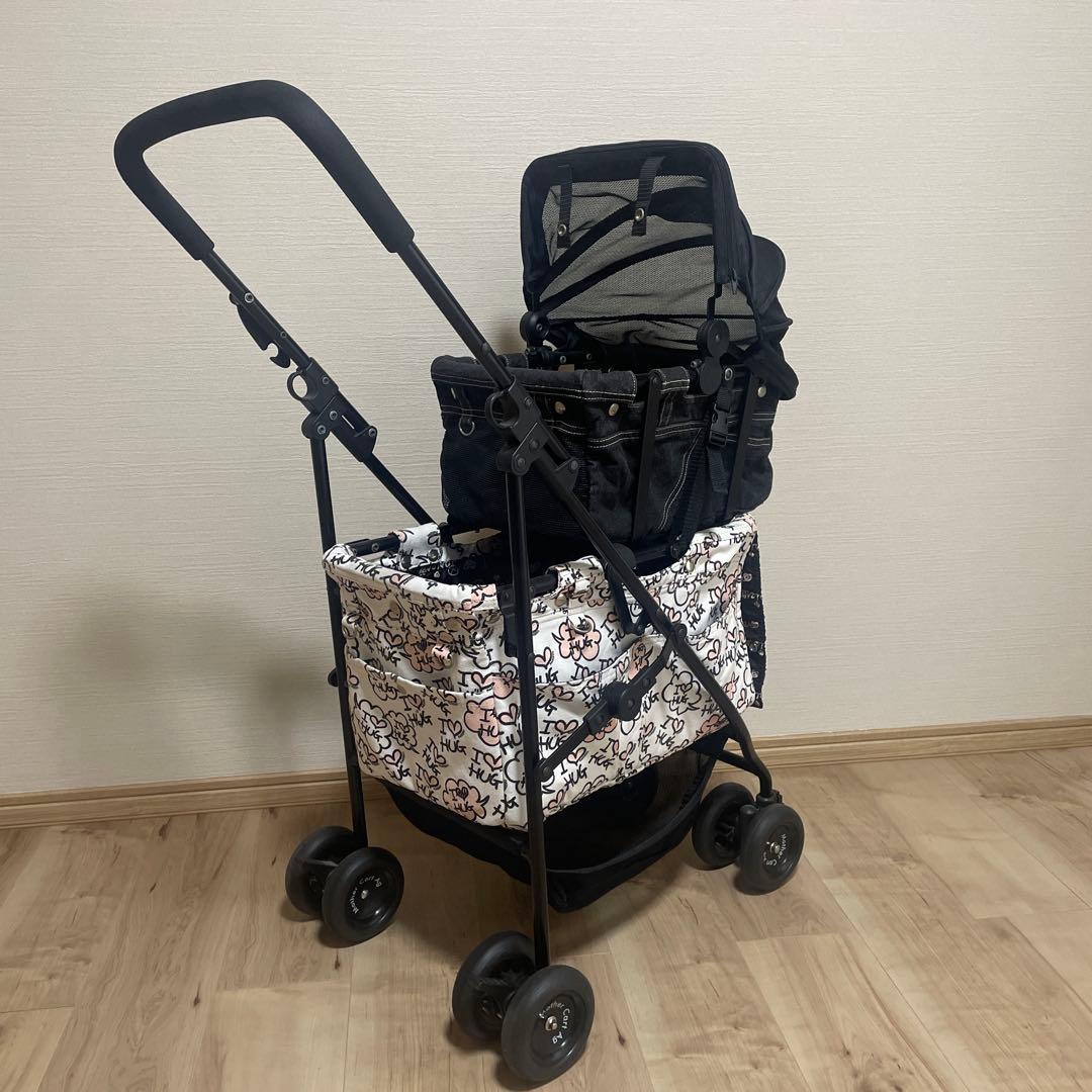 マザーカート2段式モノクロキャラクター柄 ペットカート