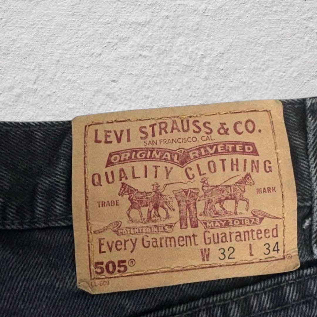 リーバイス505ブラックデニム後染め90sUSA製W32vintage古着レア