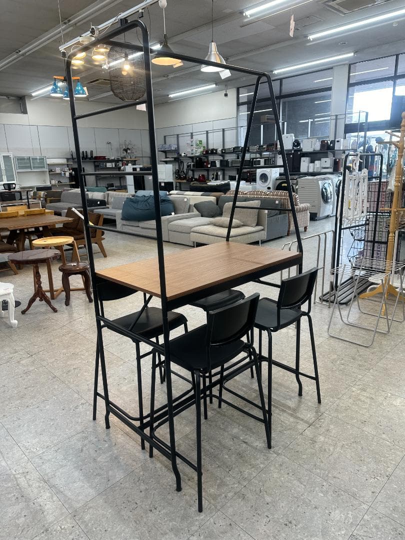 IKEA カウンターダイニングセット イス4脚 ブラウン