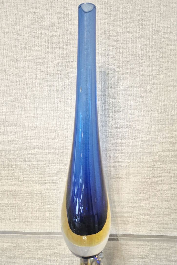 Flavio Poli ムラノガラス ヴィンテージ花瓶 ブルー H30cm