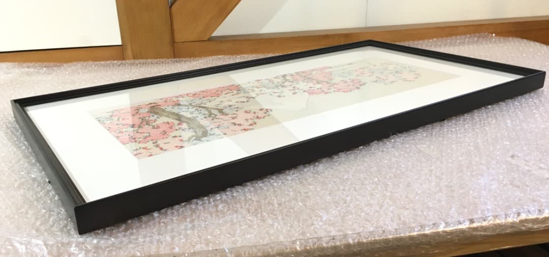 ○【復刻】葛飾北斎「桜花に富士図」木版画 アダチ版画 絵画 額装 日本画 摺物