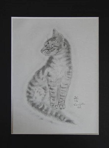 藤田嗣治、ネコ CLEOPATRA、希少画集画、新品額装付