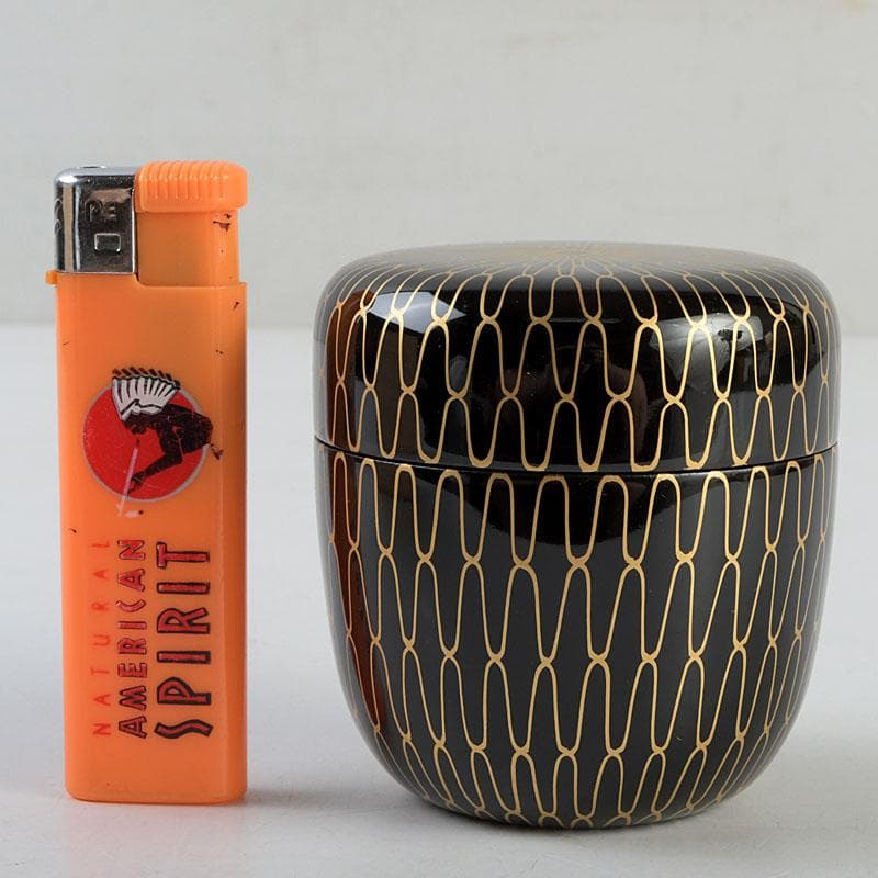 茶道具　蒔絵師　中川秀甫作　網目蒔絵　中棗　共箱　V　9347