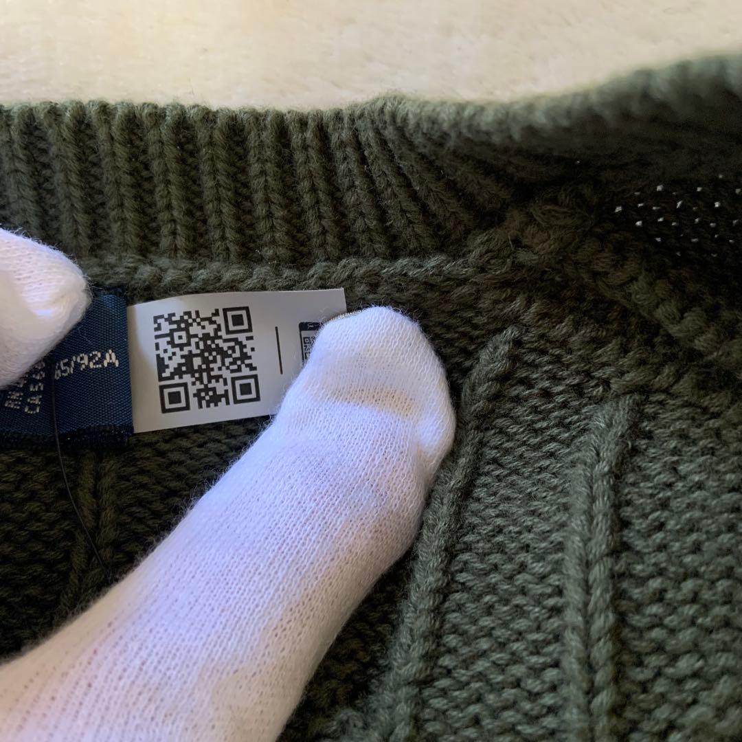 【正規品・未使用紙タグ付】ポロラルフローレン❤️ケーブルカーディガンカーキM