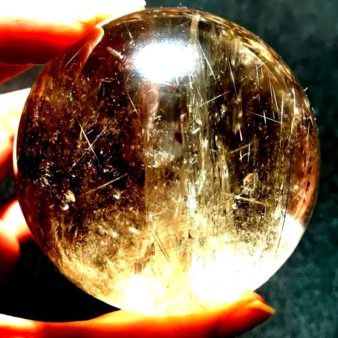 超大玉　65mm ゴールドルチルファントムクォーツ　金針水晶　パワーストーン