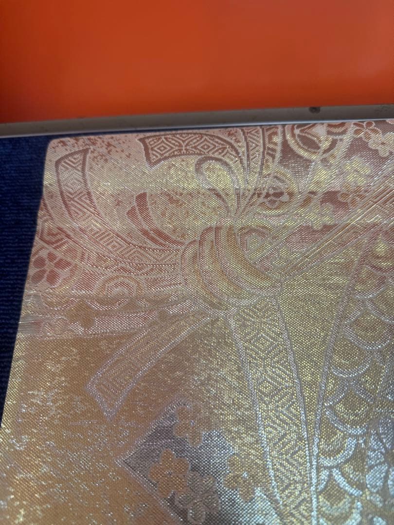 2662袋帯 古代彫金紋 西陣織 金糸　高級上質上品　約440cm 未使用