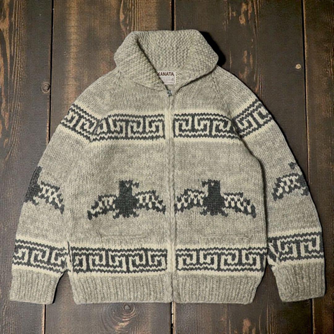 美品★XL★KANATA★カウチンニット★サンダーバード★カナダ製★カーディガン