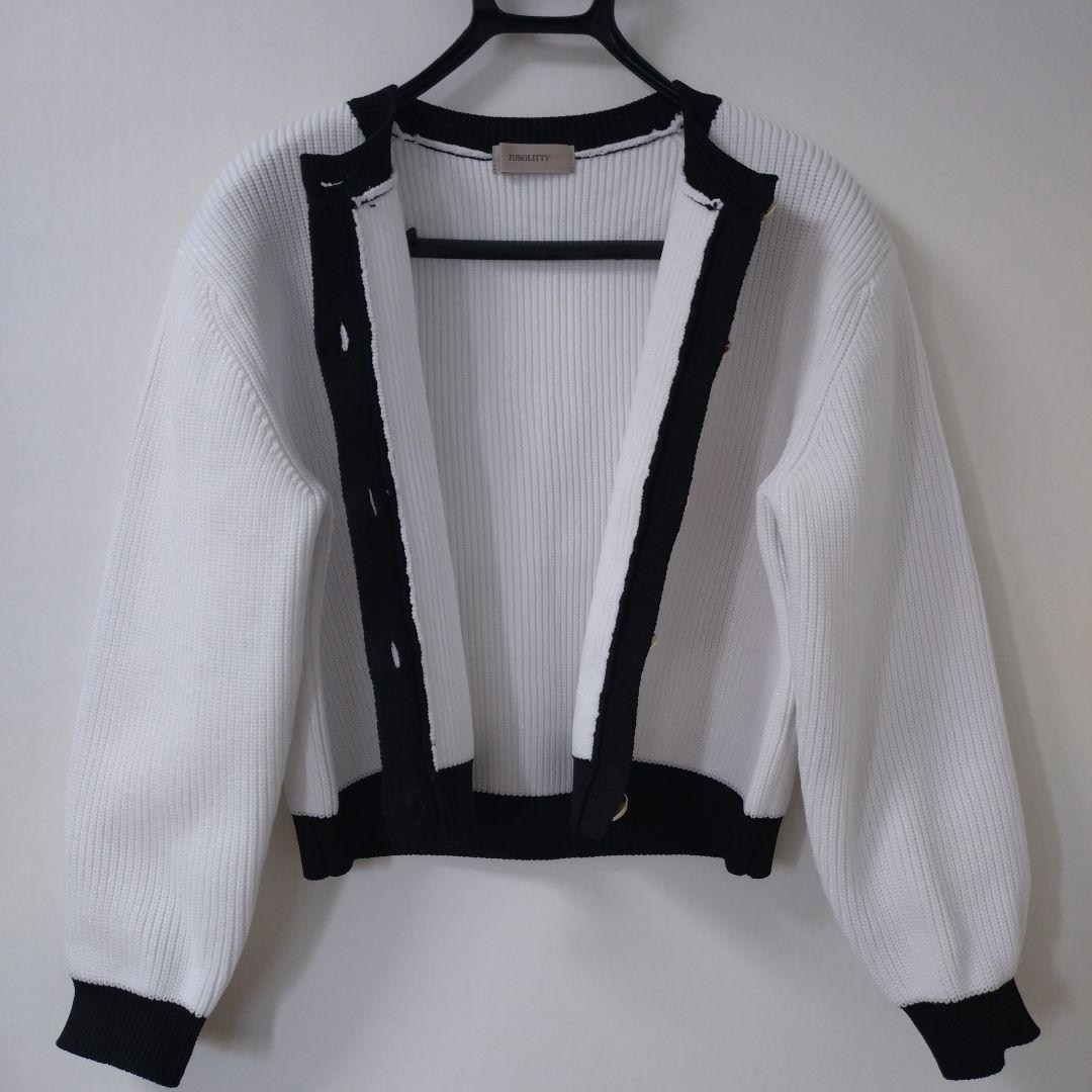 JUSGLITTY シャイニーマルチボタンカーディガン