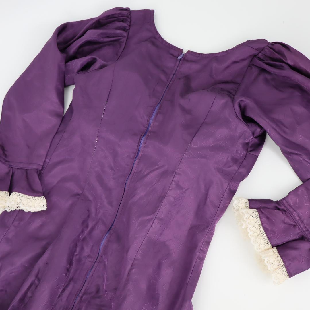 【美品 フラメンコ衣装】光沢パープル×柄×レース地 ドレス Flamenco