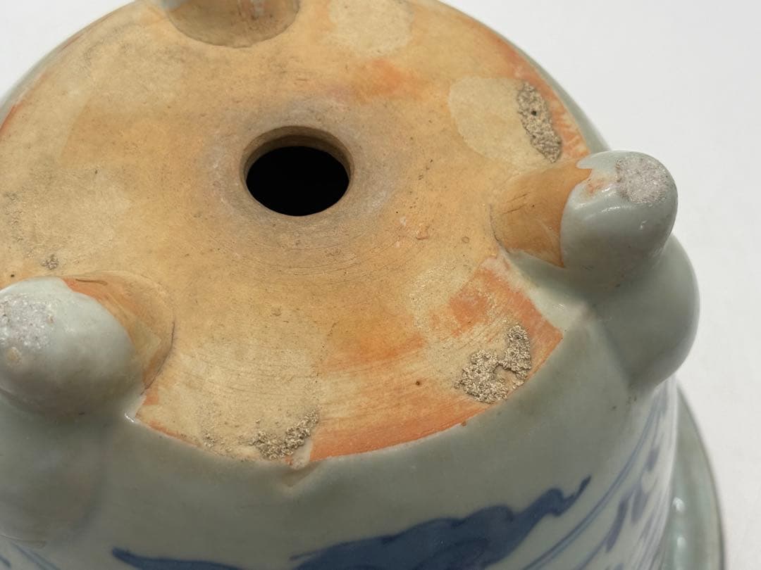 古染　染付　植木鉢　花卉紋　アンティーク　送料込み260129