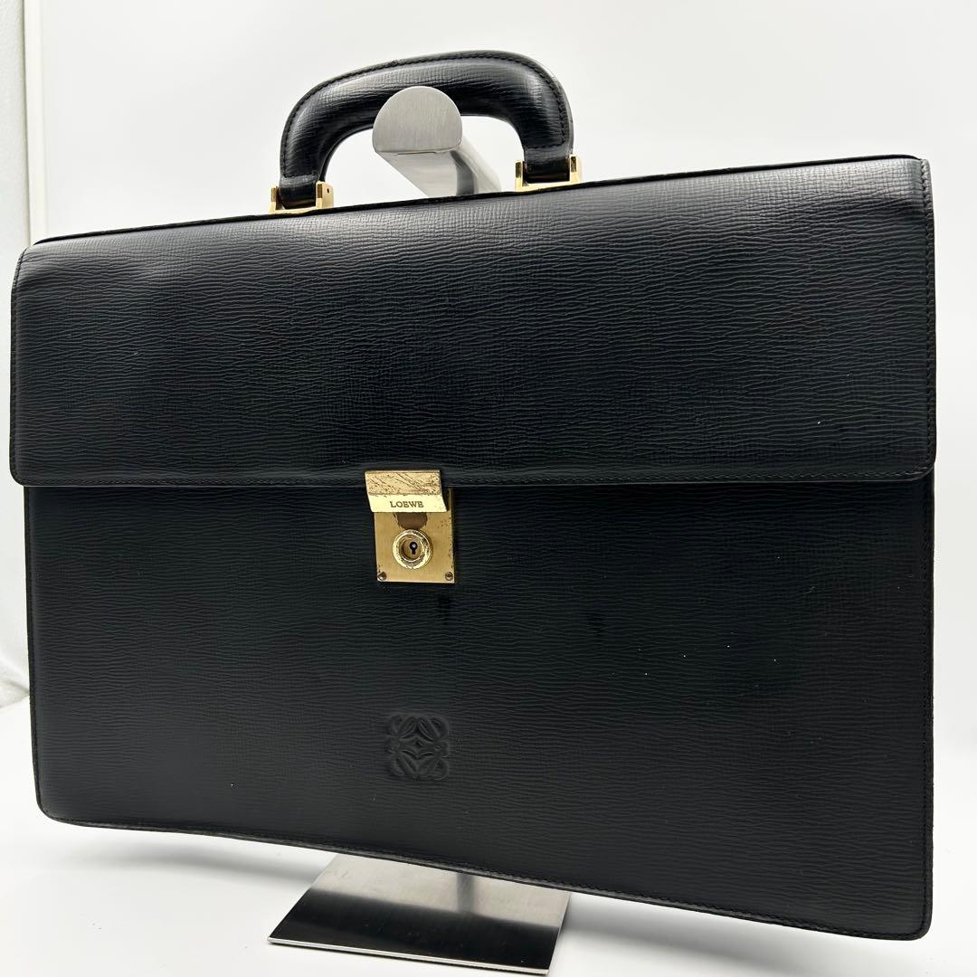 希少✨ ロエベ ビジネスバッグ ブリーフケース アナグラム ロゴ型押し シボ革