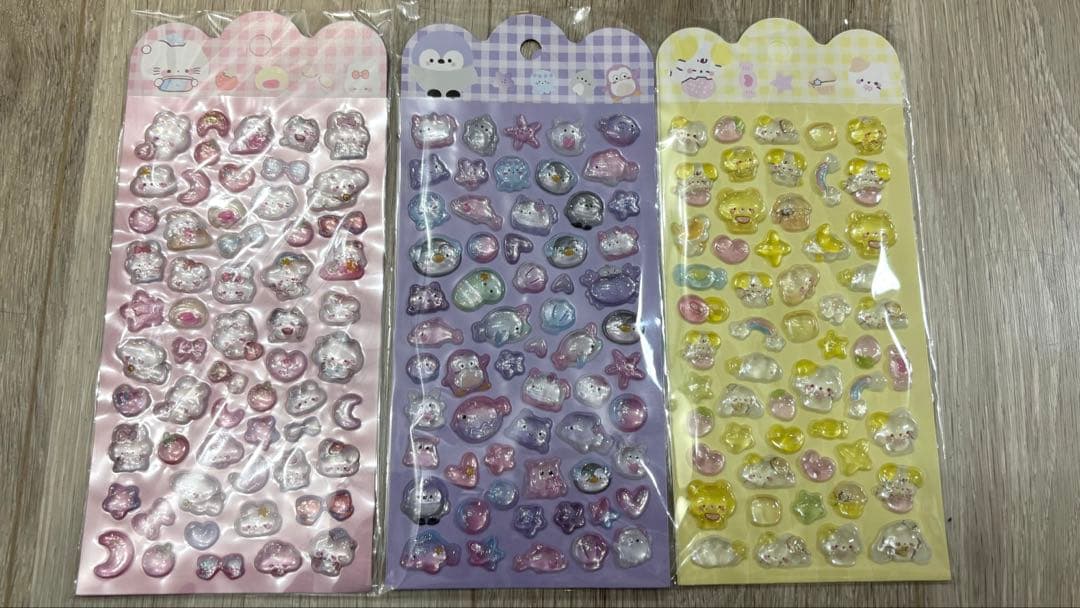 【本日限定価格】キャラクターぷっくり・ボンボンドロップ風3Dシール　60枚