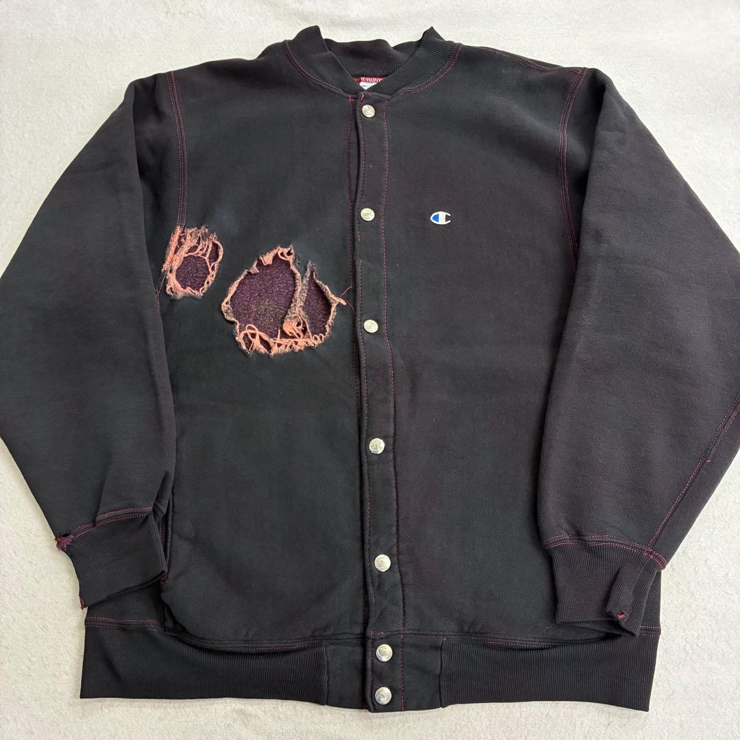 チャンピオン リバースウィーブ 90年代 スナップカーディガン 黒染め ボロ