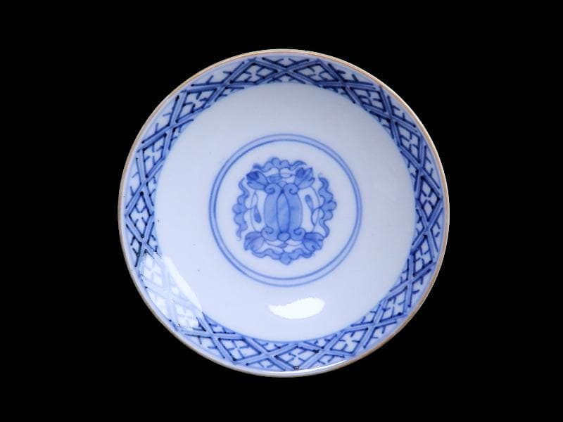 大聖寺伊万里　染錦　鳳凰に唐人　唐草の図　蓋茶碗　２客　A121AS-fbmj