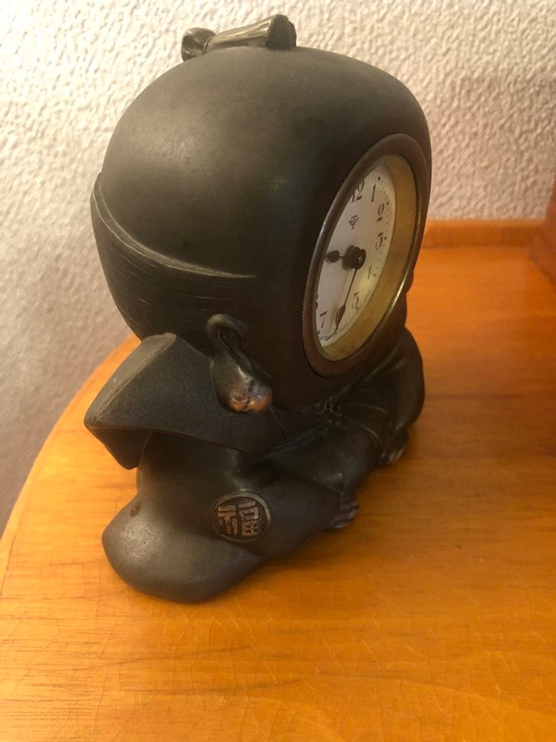 珍品　骨董　福助　時計　戦前　アンティーク　置物　レトロ　大正ロマン　おかめ