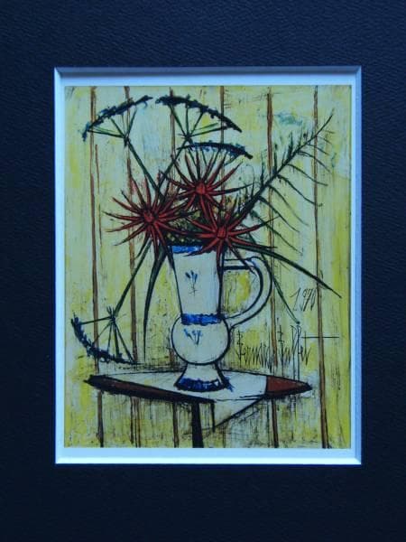 ベルナール・ビュッフェ、花、希少画集画、新品高級額装付