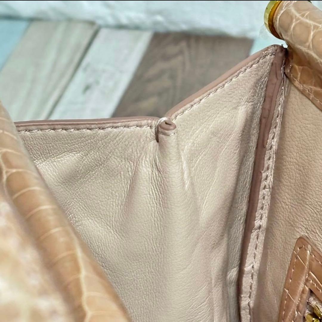 クロコダイル ハンドバッグ 2WAY ショルダーバッグ　シャイニング　アルムコ