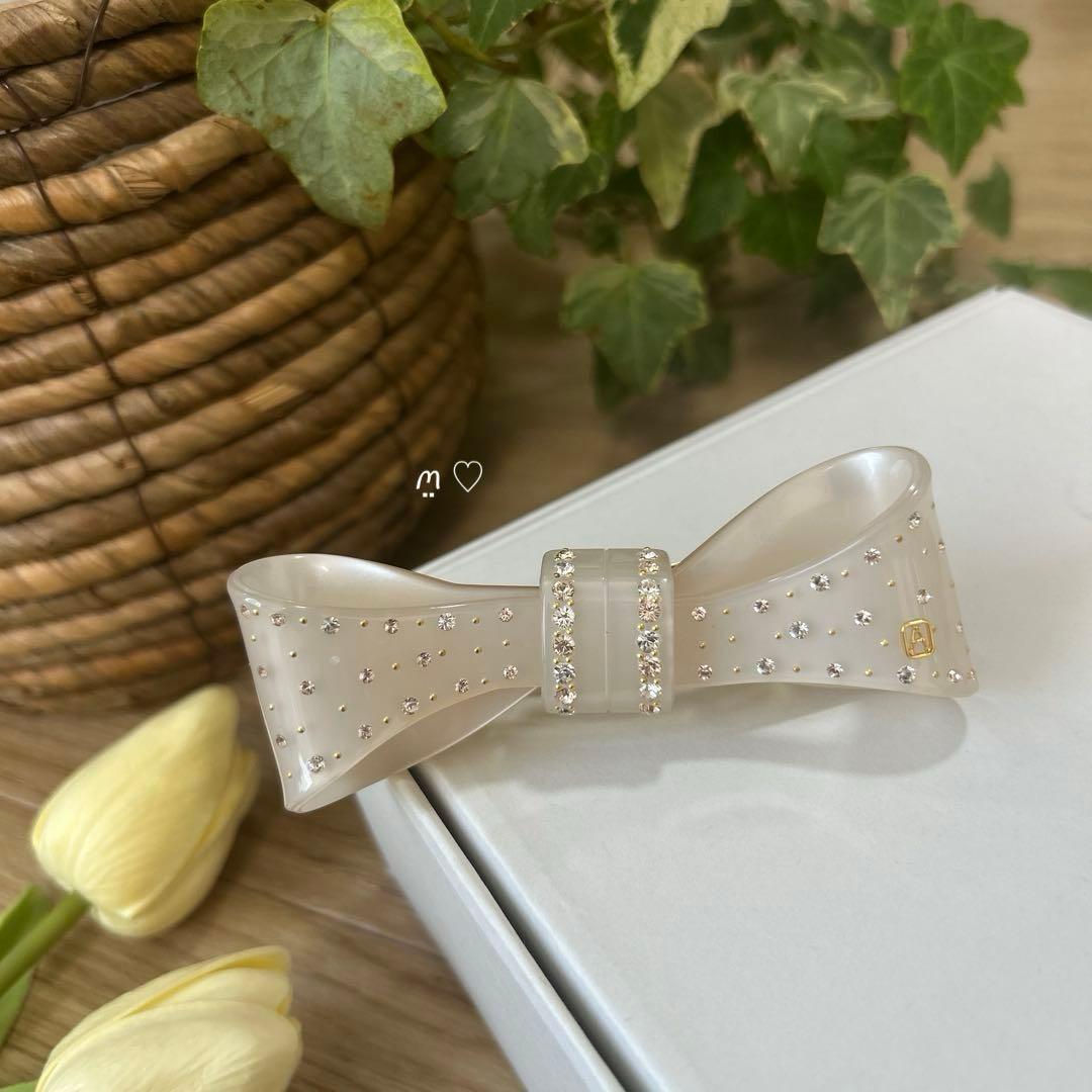 アレクサンドルドゥパリ　スワロフスキーリボンバレッタ　髪留め　ヘアアクセサリー