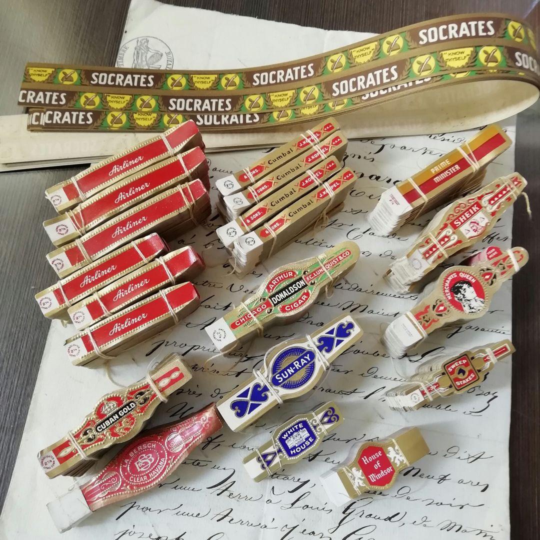 20束♡ビンテージシガーバンドたっぷり20束セット　おまけ付き　海外紙モノ