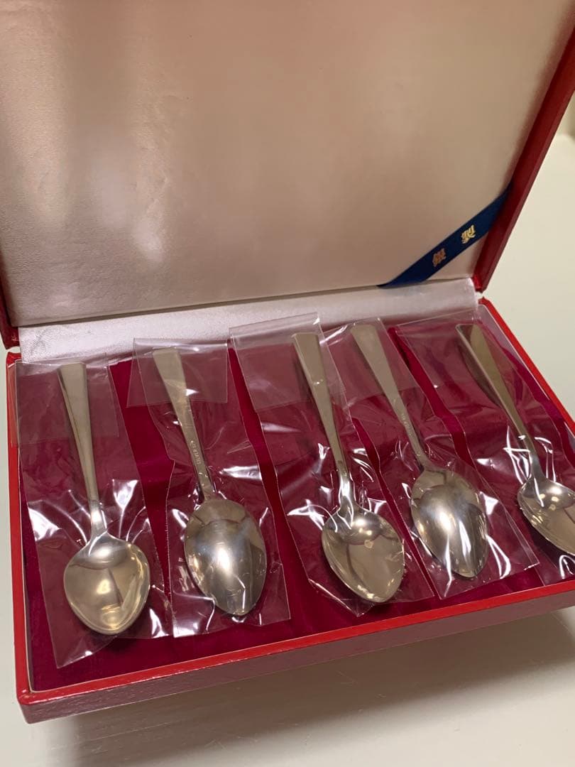 シルバー925 (スプーン 5本セット ケース、ポリシングクロス付)