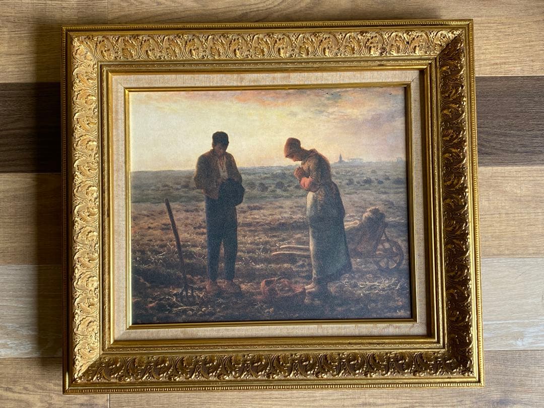 ジャン・フランソワ・ミレー　晩鐘　プリハード複製画　世界の名画プリハード