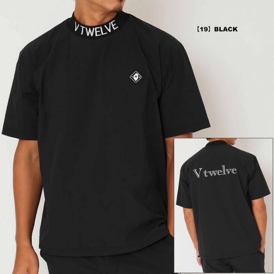 【美品】V12 ゴルフ 2025 メンズ モックネック 半袖シャツ Lサイズ