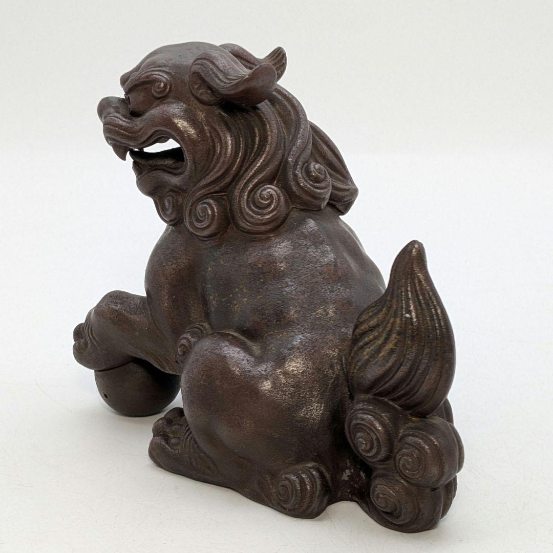 柴岡香山 備前焼 獅子置物 共箱 唐獅子 縁起物 細工物 厄除け 魔除け 守護神